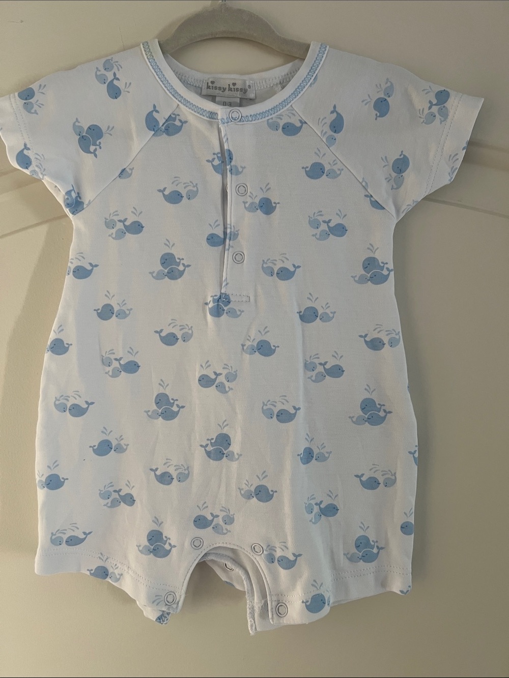 Kissy Kissy White One-Piece with Light Blue Whale Print